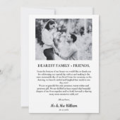 ハートシンプルの写真を含むミニマル結婚リストの サンキューカード (裏面)