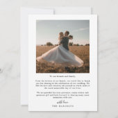 ハートシンプルの写真を含むミニマル結婚リストの サンキューカード (裏面)