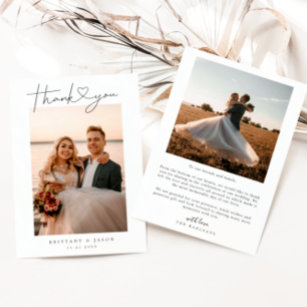 ハートシンプルの写真を含むミニマル結婚リストの サンキューカード
