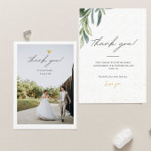 ハートシンプルの写真を含むミニマル結婚リストの サンキューカード