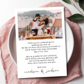 ハートシンプルの写真を含むミニマル結婚リストの サンキューカード