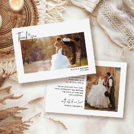 ハートシンプルの写真を含むミニマル結婚リストの サンキューカード