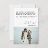 ハートシンプルの写真を含むミニマル結婚リストの サンキューカード (裏面)