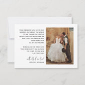 ハートシンプルの写真を含むミニマル結婚リストの サンキューカード (裏面)