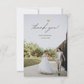 ハートシンプルの写真を含むミニマル結婚リストの サンキューカード (正面)