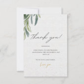 ハートシンプルの写真を含むミニマル結婚リストの サンキューカード (裏面)