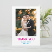 ハートシンプルの写真を含むミニマル結婚リストの サンキューカード (スタンド正面)