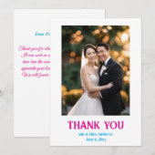 ハートシンプルの写真を含むミニマル結婚リストの サンキューカード (正面/裏面)