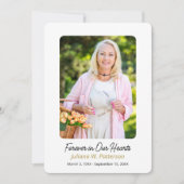 ハートシンプルの葬儀で永遠に写真 サンキューカード (正面)