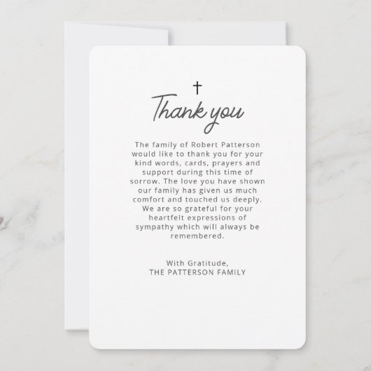 ハートシンプルの葬儀で永遠に写真 サンキューカード (裏面)