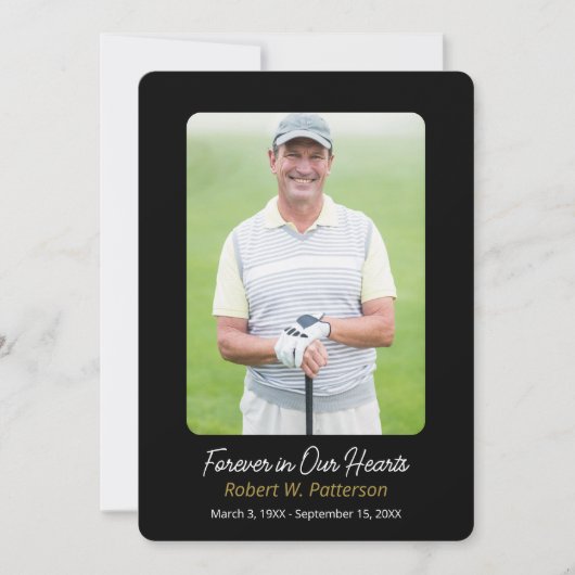 ハートシンプルの葬儀で永遠に写真 サンキューカード (正面)