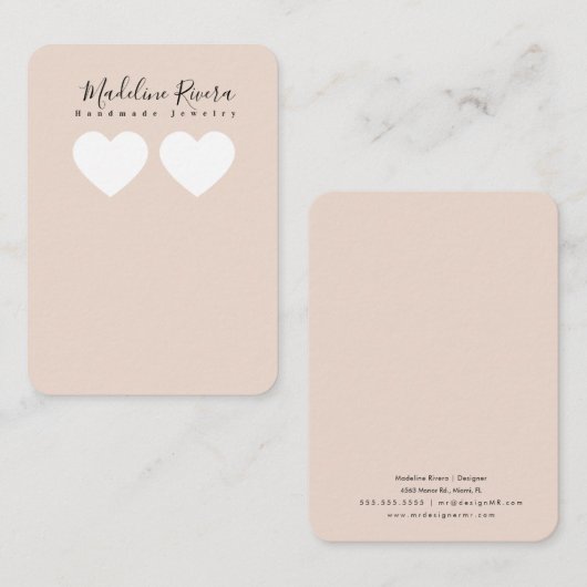 ハートシンプルアーティザンイヤリングディスプレイカード コーリングカード (正面/裏面)