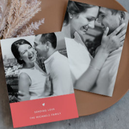 ハートシンプルオレンジ色のバレンタインデー シーズンカード