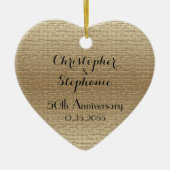 ハートシンプルゴールデン50周年記念,氏名, セラミックオーナメント (正面)
