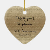 ハートシンプルゴールデン50周年記念，氏名， セラミックオーナメント (裏面)