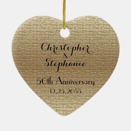 ハートシンプルゴールデン50周年記念,氏名, セラミックオーナメント (裏面)