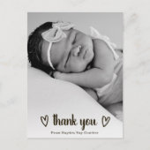 ハートシンプルサンキューフォトキュート誕生 案内ポストカード (正面)