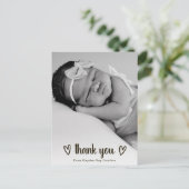 ハートシンプルサンキューフォトキュート誕生 案内ポストカード (スタンド正面)