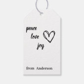 ハートシンプルジョイ平和ラブクリスマスクリスマス ギフトタグ (正面)