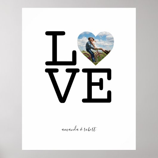 ハートシンプルスクリプト名のラブフォト ポスター (正面)