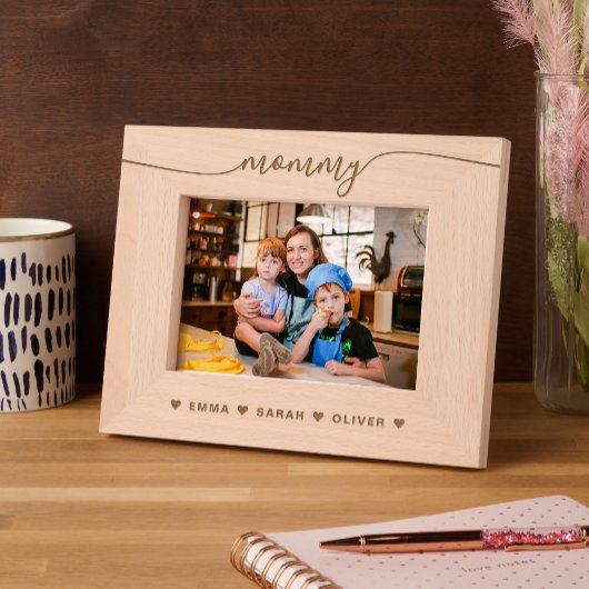 ハートシンプルスクリプトMommy Mom Laserエッチング レーザー彫刻フレーム