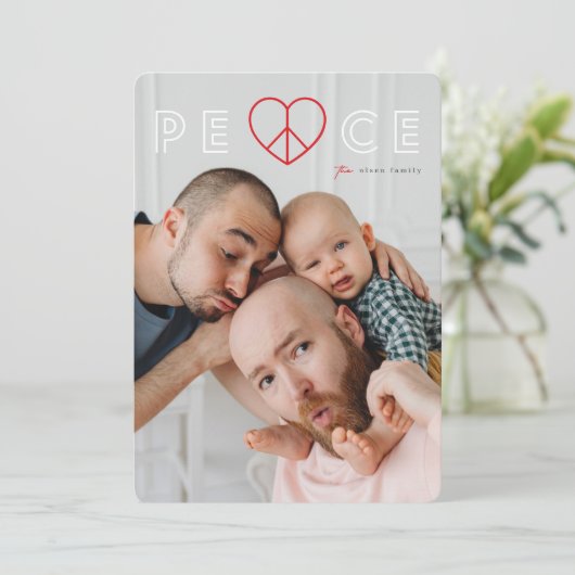 ハートシンプルタイポグラフィミニマル写真 シーズンカード (スタンド正面)