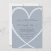 ハートシンプルダスティブルー結婚式招待状 招待状 (正面)