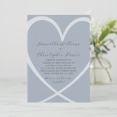 ハートシンプルダスティブルー結婚式招待状 招待状 (スタンド正面)
