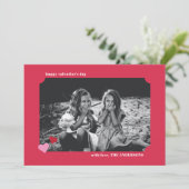 ハートシンプルチケットフレームバレンタインのフォトカード 招待状 (スタンド正面)