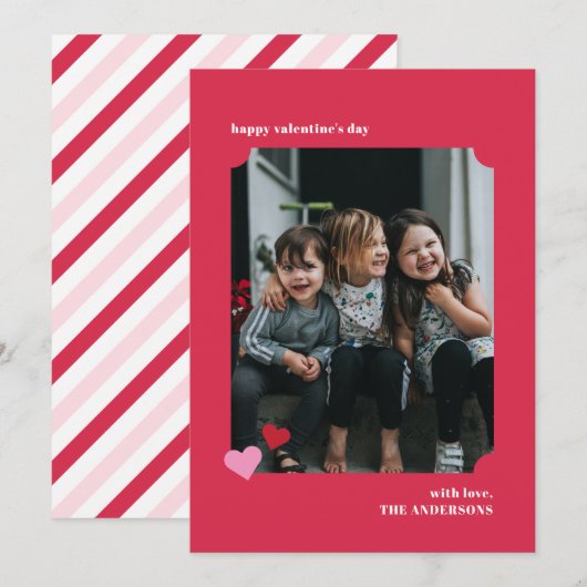 ハートシンプルチケットフレームバレンタインのフォトカード 招待状 (正面/裏面)