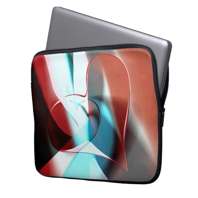 ハートシンプルデザイン、曲線の結晶性音調混合 ラップトップスリーブ (正面左)