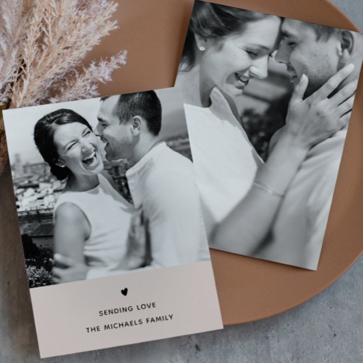 ハートシンプルナチュラルトープのバレンタインデーシング シーズンカード