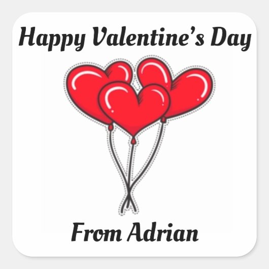 ハートシンプルバレンタインの好意キッズバレンタインラベル スクエアシール (正面)