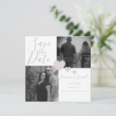 ハートシンプルピンクグレーフォトコラージュカード (スタンド正面)