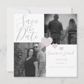 ハートシンプルピンクグレーフォトコラージュカード (正面)