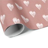 ハートシンプルピンク手描き素朴 ラッピングペーパー (ロールコーナー)