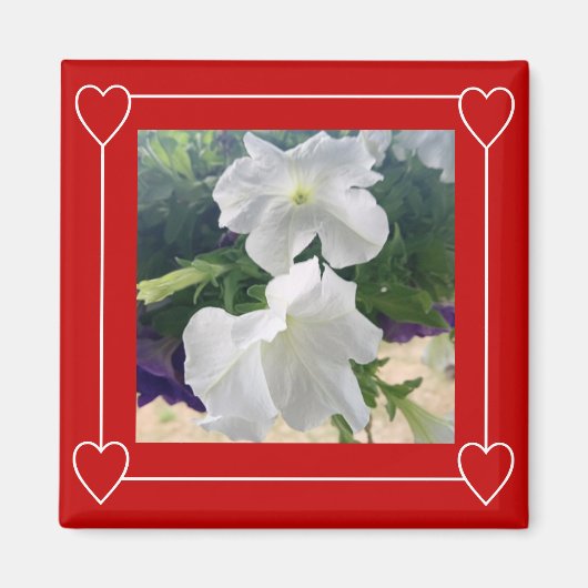 ハートシンプルフレーム追加フォトバレンタインデー マグネット (正面)