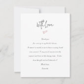 ハートシンプルブライダルシャワーありがとうメッセージカード サンキューカード (正面)