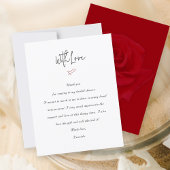 ハートシンプルブライダルシャワーありがとうメッセージカード サンキューカード