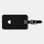 ハートシンプルブラック&ホワイトモダンラブバレンタイン ラゲッジタグ (正面横)