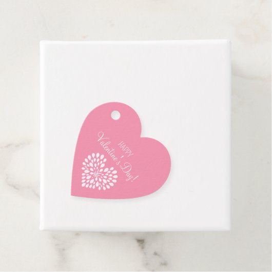 ハートシンプルホワイトオンピンクハッピーバレンタインデー フェイバータグ (インサイチュ)