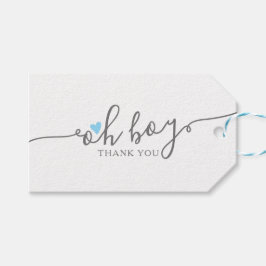 ハートシンプルボーイベビーシャワーありがとう ギフトタグ