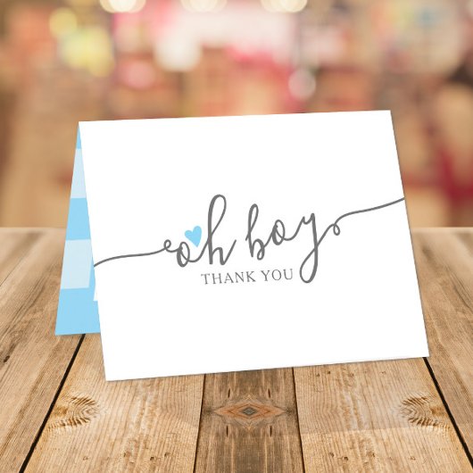 ハートシンプルボーイベビーシャワーありがとう サンキューカード