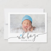 ハートシンプルボーイベビーシャワー写真ありがとう サンキューカード (正面)