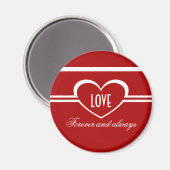 ハートシンプルマグネット、深い赤 マグネット (正面/裏面)