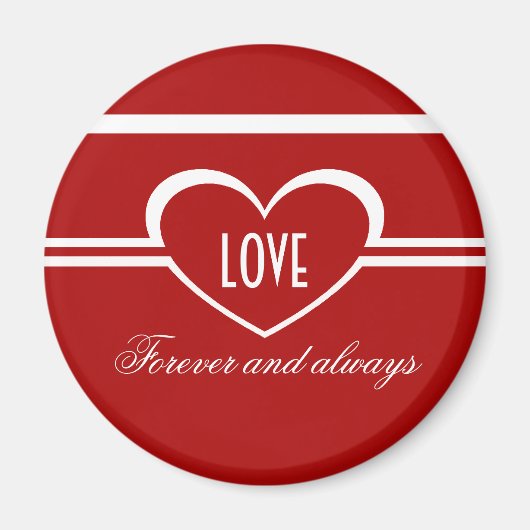 ハートシンプルマグネット、深い赤 マグネット (正面)