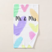 ハートシンプルミニマル文字スタイル結婚のMr & Mrs C バスタオルセット (ハンドタオル)