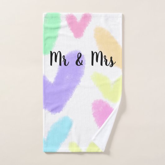 ハートシンプルミニマル文字スタイル結婚のMr & Mrs C バスタオルセット (ハンドタオル)