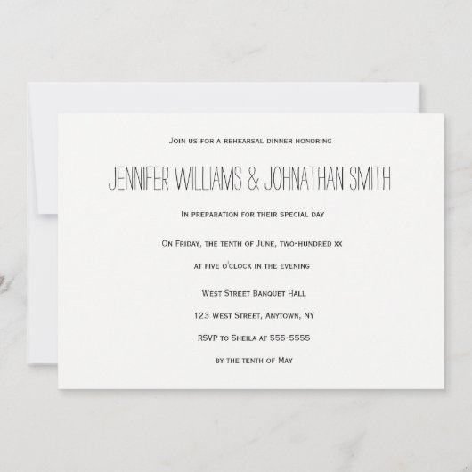 ハートシンプルモノグラムのリハーサルのディナー招待状 招待状 (裏面)