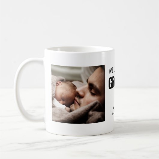 ハートシンプルラブユーおじいちゃん2写真父の日 コーヒーマグカップ (左)